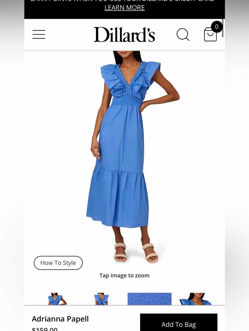 Adrianna Papell V Neck Ruffle Dress